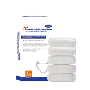 Ropa interior desechable de maternidad Hongsheng, bragas posparto 100% algodón para mujer, transpirables, blancas, paquete de 5. - Product Image 1