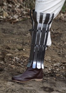 Premium Viking Greave Medieval Armour Legs Hand Forged Steel Leg Protection with Genuine Leather Buckles for Halloween Costume - Product Image 5