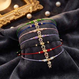 Vòng tay dây chuyền charm trẻ em mạ vàng 18k BC3054 có thể điều chỉnh, đính đá CZ mạ vàng, dành cho bé gái và bé trai, quà tặng bà, mẹ - Product Image 3