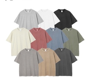 T-shirt vintage oversize streetwear personnalisé avec logo, unisexe, délavé à l'acide, 100% coton 250 g/m², t-shirt vierge pour homme - Product Image 1