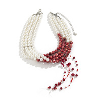 Zooying gothique perle collier ras du cou pour femmes en acier inoxydable chaîne réglable Vampire Style gland goutte pendentif bijoux cadeau