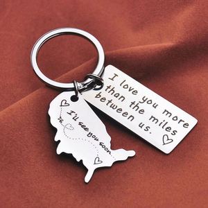 Tôi yêu bạn nhiều hơn dặm giữa chúng tôi <span class=keywords><strong>Keyring</strong></span> đi xa nhà nước Móc Chìa Khóa Valentines món quà dài khoảng cách mối quan hệ vòng chìa khóa - Product Image 5