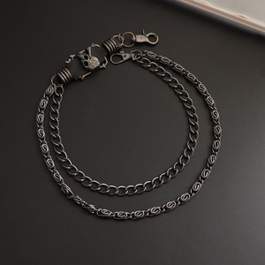 Cadena de cintura de metal estilo punk con diseño de calavera, aleación de zinc, doble capa, estilo hip hop, cadena para jeans, para hombres y mujeres, uso diario. - Product Image 3