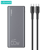 Power Bank USAMS 30000mAh CD165 65W, Power Bank Dual USB dan Tipe C Pengisian Cepat, Power Bank untuk Notebook