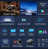 Projecteur intelligent X7AR Android 14, projecteur LCD HD 1080P, cinéma maison, film 4K, projecteur portable mini, projecteur de voyage