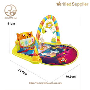 Approvisionnement d'usine doux et sûr dessin animé chat Style piano jouant tapis de sport enfants pliable <span class=keywords><strong>Buck</strong></span> dents cadre de fitness autres jouets pour bébés - Product Image 4