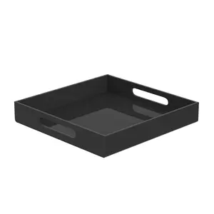 Plateau acrylique carré et noir en Lucite, plateau de service alimentaire personnalisé 12x12 pouces