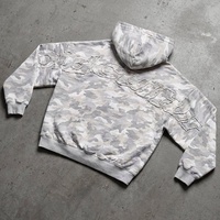 Sweat à capuche zippé court pour homme, en coton épais, délavé à l'acide, style streetwear, avec broderie de lettres et patchwork, personnalisable OEM