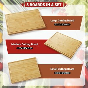 Factory Custom Wholesale Oem Odm Set of 3 Bamboo <b>Cutting</b> Board Set With Holder <b>Laser</b> Engraved <b>Wood</b> <b>Cutting</b> Board Set - Product Image 3