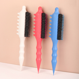 <b>Detangling</b> Paddle Hairbrush with Wheat Straw Handle and Nylon Bristles for Curly <b>Hair</b> Flexible Design for Women - Product Image 5