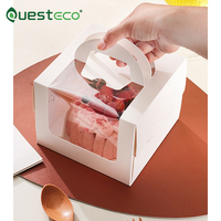 Caixa de Bolo Branca com Janela, Embalagem de Papel para Bolo com Alça e Janelas, Caixas de Padaria, Recipientes Quadrados para Alimentos e Embalagens de Papel para Bolo