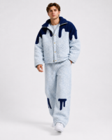 Ensemble de survêtement d'hiver pour homme MENGTU, veste matelassée respirante personnalisée, pantalon, garniture en polaire, col en sherpa, streetwear