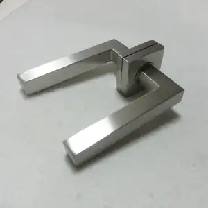 OEM factory custom square base wood door handle steel brushed steel door handle competitive price door handle manufacturer