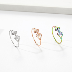 Women's Hollow Butterfly <b>Titanium</b> Steel <b>Ring</b> Rose Gold Daily Wear Fashion Jewelry - Product Image 2