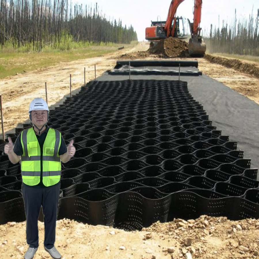 Пластиковый гравийный стабилизатор HDPE geocell, шкафчик для грязи, мощение, выливание, Шаньдун для сада с текстурированной поверхностью