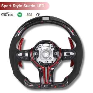 Volante Deportivo OEM Estilo M de Fibra de Carbono Roja con Alcántara y LED para <span class=keywords><strong>BMW</strong></span> M3 F80 M4 F82 E90 E91 E92 X5 F15 <span class=keywords><strong>X6</strong></span> F16 F10 F30 F32 F36 - Product Image 1