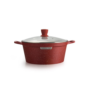 Queen Time Red Speckled Non-Stick Cookware <b>Set</b> With Lids 5-Piece Soup Stew <b>Pots</b> - Product Image 2
