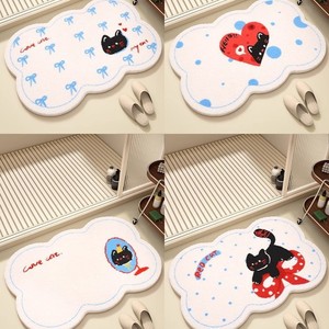 Tapis de bain en boue de diatomée motif chaton mignon, forme originale, antidérapant, séchage rapide, absorbant, pour la maison, la salle de bain et la cuisine - Product Image 1