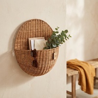 Panier mural en osier de style nordique MY4000 pour rangement de clés, décoration maison et gîte, panier à fleurs tressé à la main