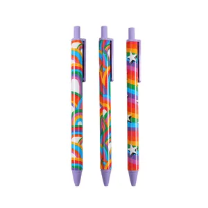 2023 Wholesale Creative Colorful Rainbow Color Traditional Black Gel pen with display box for Office