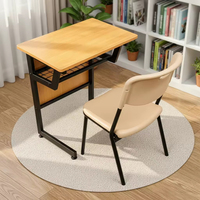 Ensemble bureau et chaise pour lycée, structure en acier durable, plateau en bois spacieux, idéal