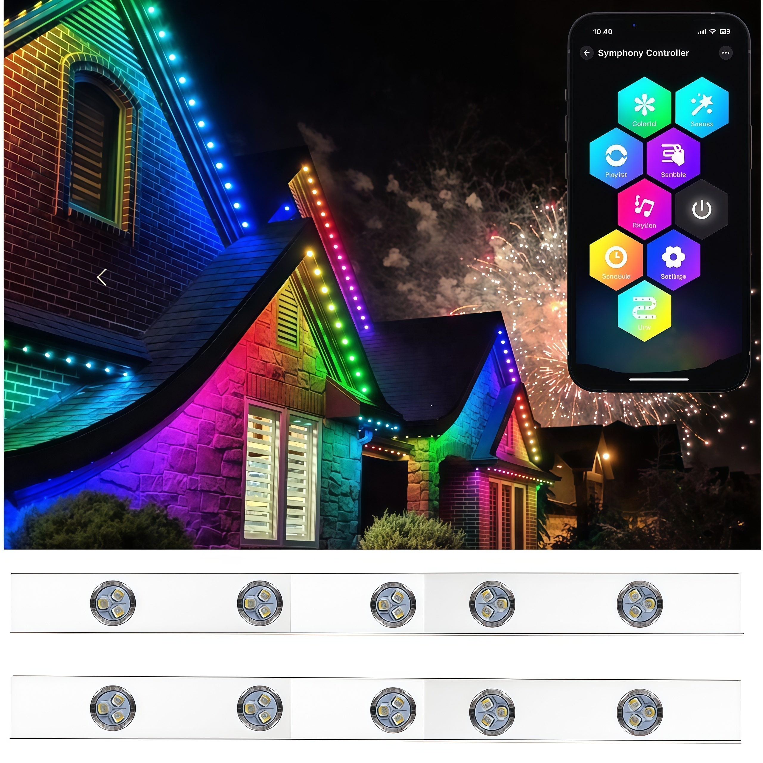 KCX DC24V Permanent Track Lighting UCS2904 RGBW Point Led Christmas Pixel Light Outdoor Roof Lights Decoration
