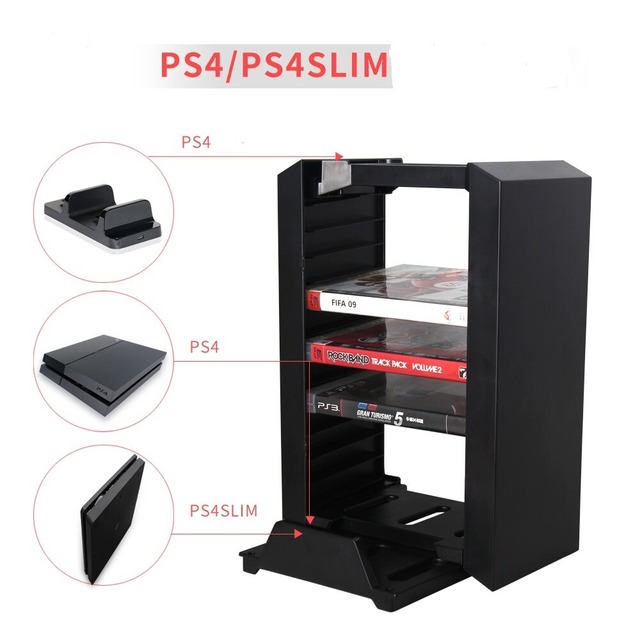 Multi-functional Gaming Card Box Disc Storage Tower Case CD Stand Holder for PlayStation4 / Slim Pro / Xbox One S