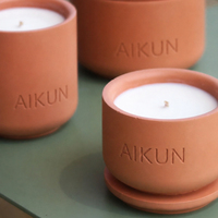 AIKUN Bougie parfumée minimaliste en cire de soja à mèche unique avec couvercle, en céramique personnalisée, coffret de marque pour la décoration intérieure