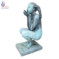 Estatua de bronce fundido para niña, escultura de bronce de belleza