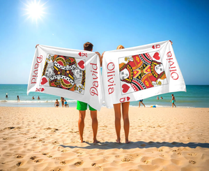 <span class=keywords><strong>Serviette</strong></span> de plage <span class=keywords><strong>en</strong></span> <span class=keywords><strong>papier</strong></span> avec motif de cartes à jouer amusantes, personnalisée pour les groupes et les couples assortis, avec sac, design pour meilleurs amis - Product Image 3