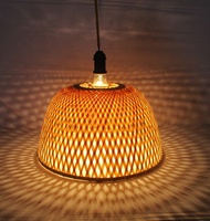 Classique Style asiatique LED électrique bambou suspension lampe lumière tambour abat-jour rotin tissé croix pour la maison chambre éclairage lampes de Table