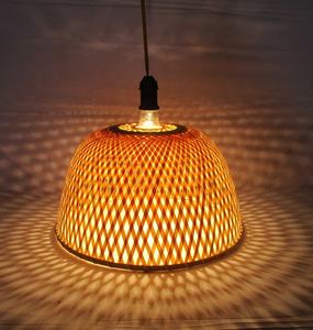 Classic Asian Style LED Electric Bamboo Pendant Lamp <b>Light</b> <b>Drum</b> <b>Shade</b> Rattan Woven Cross for Home Room Lighting Table Lamps - Product Image 2