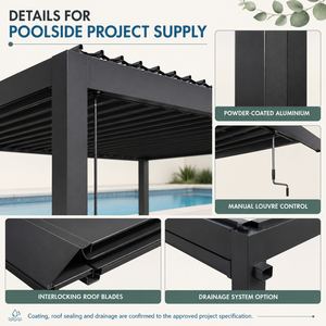 Pergola de piscine en aluminium imperméable sur mesure avec toit réglable, fournisseur OEM pour projets d'hôtels et de resorts en Australie - Product Image 4