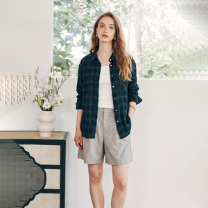 Chemise élégante à <span class=keywords><strong>carreaux</strong></span> vintage, haut féminin à manches longues entièrement boutonné - Product Image 2
