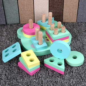 Juguete educativo de madera de Pilar bloques de aprendizaje temprano de los niños del bebé regalo de Navidad de cumpleaños de ed - Product Image 2