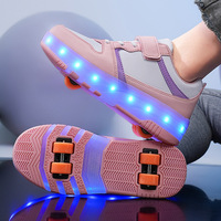 Chaussures de sport confortables à quatre roues pour enfants, patins à roulettes déformables, scintillants, pour filles et étudiantes
