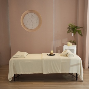 Ensemble de draps de table de massage plats blanc crème Ensemble de draps en <span class=keywords><strong>polaire</strong></span> confortable <span class=keywords><strong>Polaire</strong></span> extra pelucheux - Product Image 3