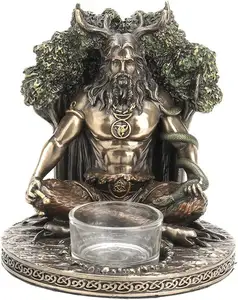 Celtic God Cernunnos Bronze Tea Light Candle Holder Resin Statue Candlestick Decoration Candlestick Ins Style