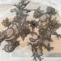 Dentelle en polyester brodée de fil de poisson en gros, accessoires de dentelle, patch brodé, décoration de mariage, dentelle traditionnelle de luxe pour femmes