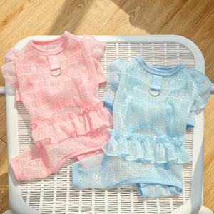 Four Legged Pet <b>Clothes</b> Dog <b>Cat</b> Lace Mesh Dress Summer Spring All Seasons Apparel <b>For</b> Small Pets - Product Image 4
