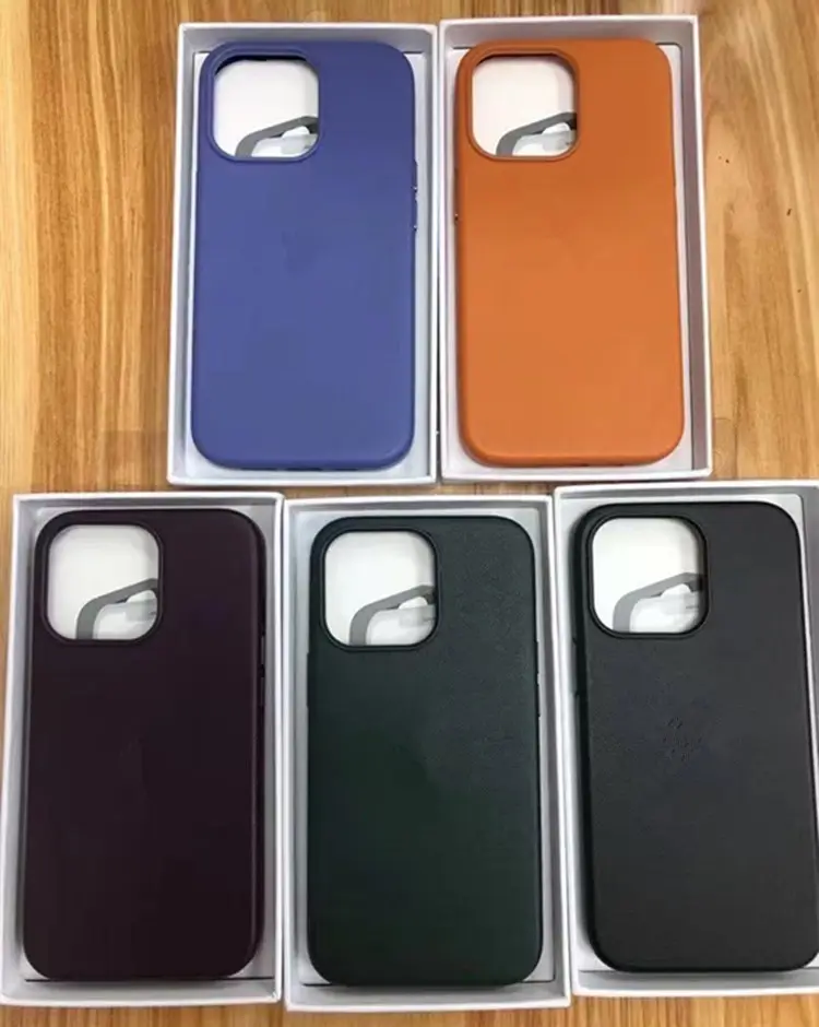 Originele Officiële 100% Lederen Hoes Voor Apple Iphone 14 13 12 11 Pro Max 7 8 Plus X Xs Max Xr Met Verpakkingsdoos