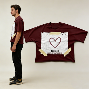 Camisetas creativas para hombre OEM <span class=keywords><strong>de</strong></span> algodón grueso con estampado <span class=keywords><strong>de</strong></span> notas, hombros caídos, estilo oversize y corte holgado para streetwear - Product Image 4