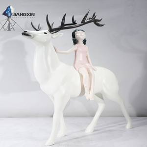 ชุดเดรสสีชมพูและเขากวางสำหรับเด็กหญิงขี่<span class=keywords><strong>กวาง</strong></span>สไตล์โมเดิร์นรูป<span class=keywords><strong>ปั้น</strong></span>ไฟเบอร์กลาสแปลกๆ & รายละเอียด<span class=keywords><strong>รูป</strong></span>เขากวางสำหรับตกแต่งบ้าน/<span class=keywords><strong>สวน</strong></span>แนวแฟนตาซีในร่ม - Product Image 2