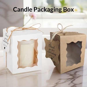 Großhandel Rustikale Kraft-Kerzenbox mit Wellenmuster-Fenster Maßgefertigte Kartonverpackung für Handgemachte Seife Hochzeitsparty-Gastgeschenk - Product Image 1
