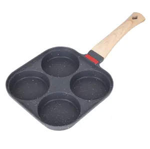 Pancake Pan với nắp không dính 4 ly chiên trứng Pan nhôm hợp kim nồi cho bữa ăn sáng, thích hợp cho bếp gas & cảm ứng nấu ăn