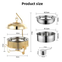 Chauffe-Plats Rond Doré de Luxe 10L pour Buffets d'Hôtel, Équipement de Fête et Mariage, Chauffe-Plats à Combustible pour Maintien au Chaud des Aliments