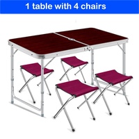 Ensemble table et chaises pliantes de camping YILU, table de pique-nique portable d'extérieur avec 4 tabourets