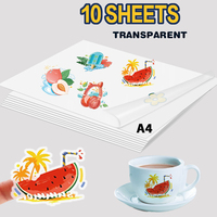 20 Hojas de Papel de Transferencia para Calcomanías por Transferencia de Agua A4 para Impresoras de Inyección de Tinta/Papel Transparente Blanco Compatible con Impresoras Láser Personalizadas