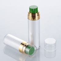 Emballage cosmétique de luxe sans air, vaporisateur à brume en plastique PET, flacon cylindrique pour soin du visage, sérum, 30 ml, flacon à double paroi