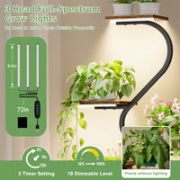 Support à plantes en S à 7 niveaux avec 3 lampes de culture à spectre complet, étagère d'exposition en bois et métal de 8,6 po avec minuterie dimmable de 10 à 100 %